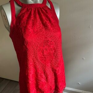 Elegant Red Lace Halter Top
